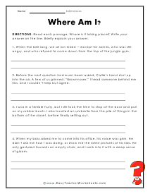 Where Am I? Worksheet