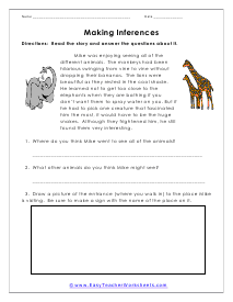 Mike and the Animals Worksheet