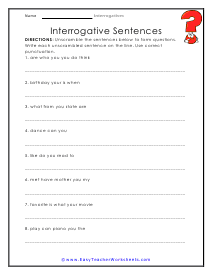 Interrogative Worksheet