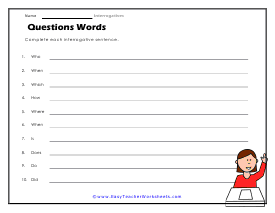 Questions Words Worksheet