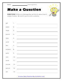 Make a Question Worksheet