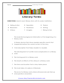 Matching Terms Worksheet