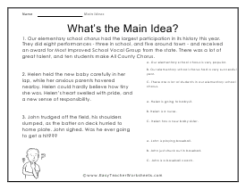 What's the Main Idea? Worksheet