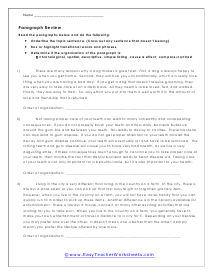 Topic Sentence Worksheet