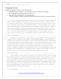 Transitional Writing Worksheet