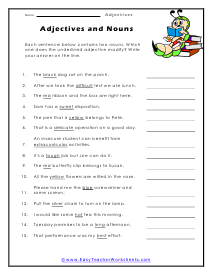 Adjectives and Nouns Worksheet