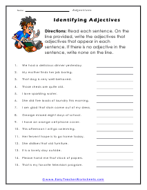 Identifying Descriptive Worksheet