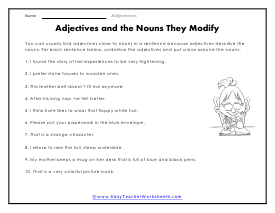 Modify Nouns Worksheet
