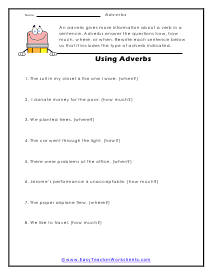 Adverb Worksheet