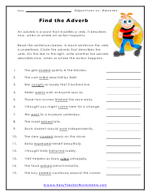 Adjectives vs Adverbs Worksheet