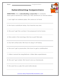 Subordinating Worksheet