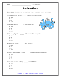 Conjunction Worksheet