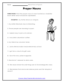 Proper Noun Worksheet