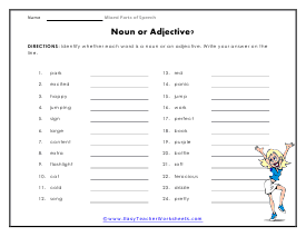 Noun or Adjective Worksheet