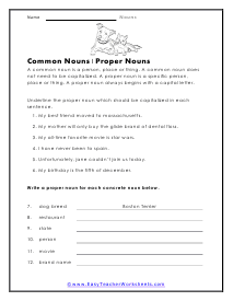 Common and/or Proper Worksheet