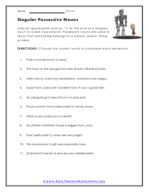 Singular Possessive Worksheet