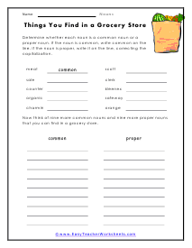 Grocery Store Worksheet