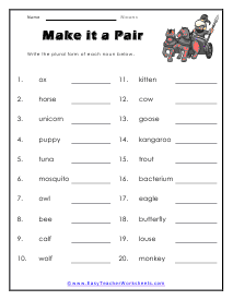 Make Pairs Worksheet