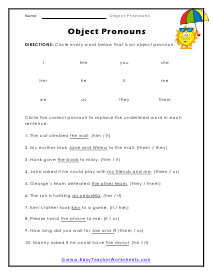 Object Pronoun Worksheet