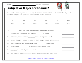 Subject or Object Worksheet