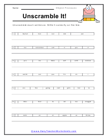 Unscramble Worksheet