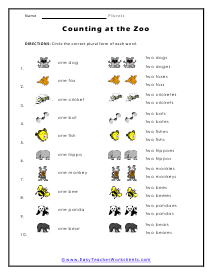 Counting at the Zoo Worksheet