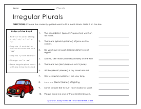 Irregular Plurals Worksheet
