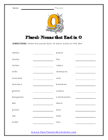 End in O Worksheet