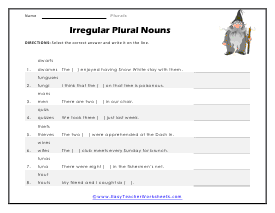 Irregular Worksheet