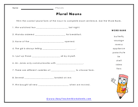 Word Banker Worksheet