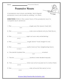 Starters Worksheet