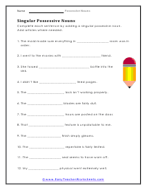 Singular Form Worksheet