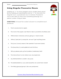 Singular Form Worksheet