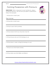 Forming Possessives Worksheet