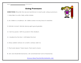 Using Pronouns Worksheet