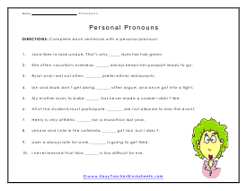 Personal Word Worksheet