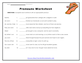 Appropriate Pronouns Worksheet