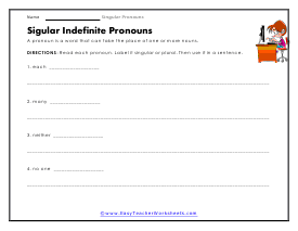 Indefinite Pronoun Worksheet