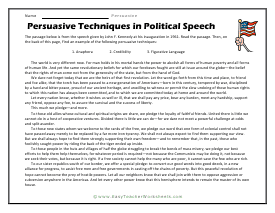 Techniques in Political Speech Worksheets