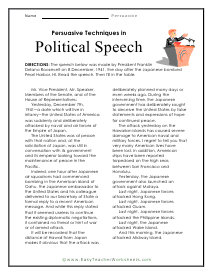 Political Speech Worksheets