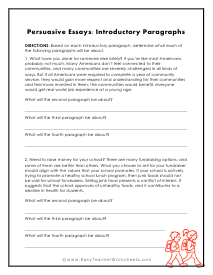 Paragraph Worksheets