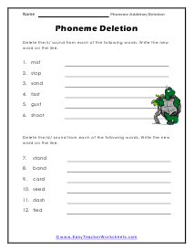 Remove Phonemes Worksheet