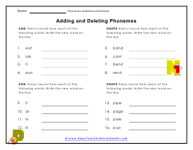 Add or Subtract Sound Worksheet