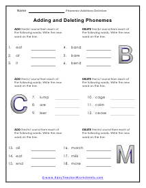 Bs, Cs, and Ms Worksheet