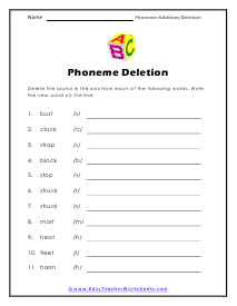 Deletion Worksheet