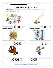 The Cl, r, or h Blend Worksheet