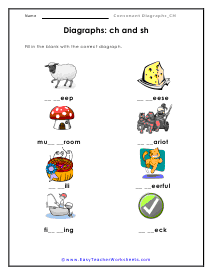 -ch Digraphs Worksheet