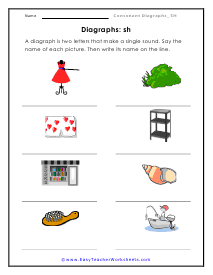 -sh Digraphs Worksheet