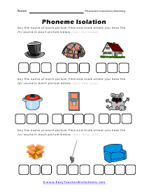 Phoneme Isolation Worksheet