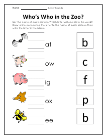 In the Zoo Worksheet